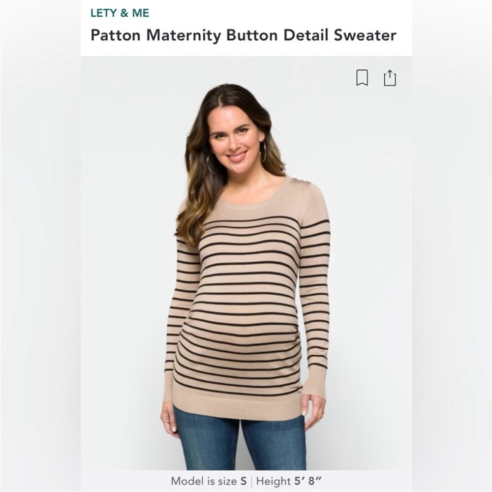 LETY & ME Beige Striped Maternity Sweater